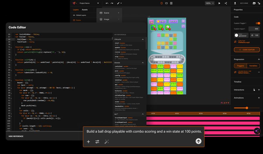 The code editor for custom mechanics