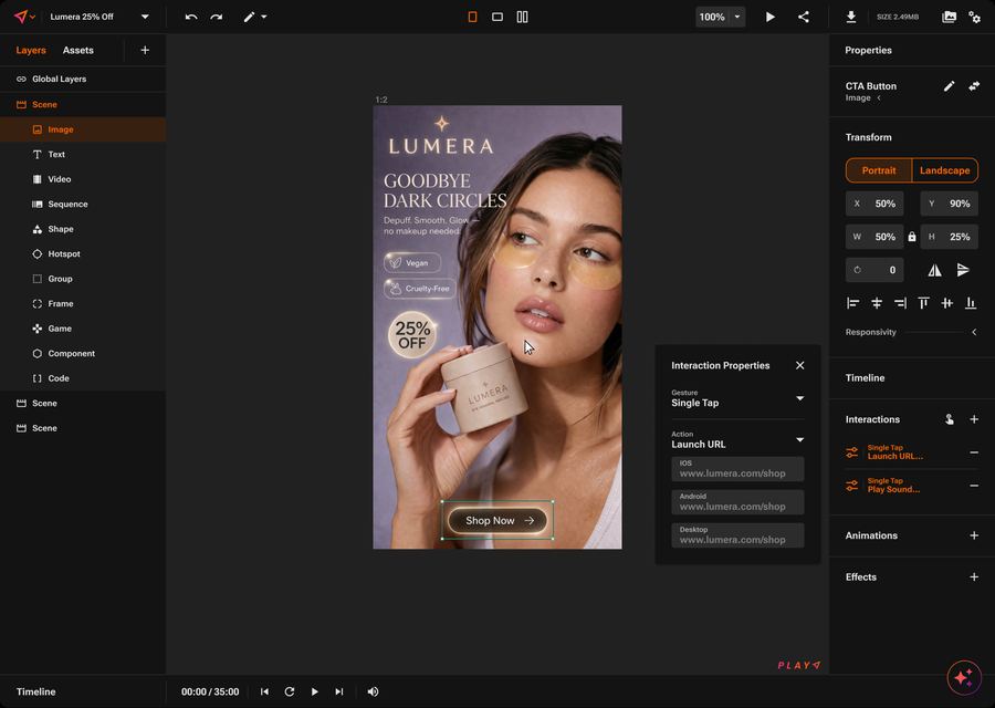 A static ad in the editor
