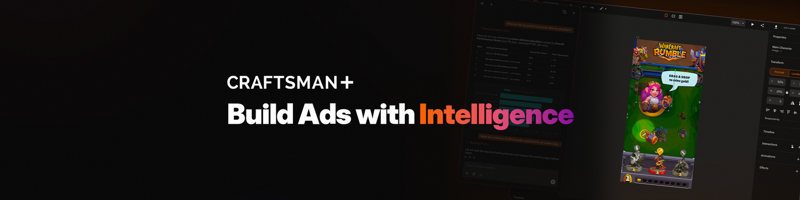 CRAFTSMAN+ personal LinkedIn banner: the logo and the line Build Ads with Intelligence